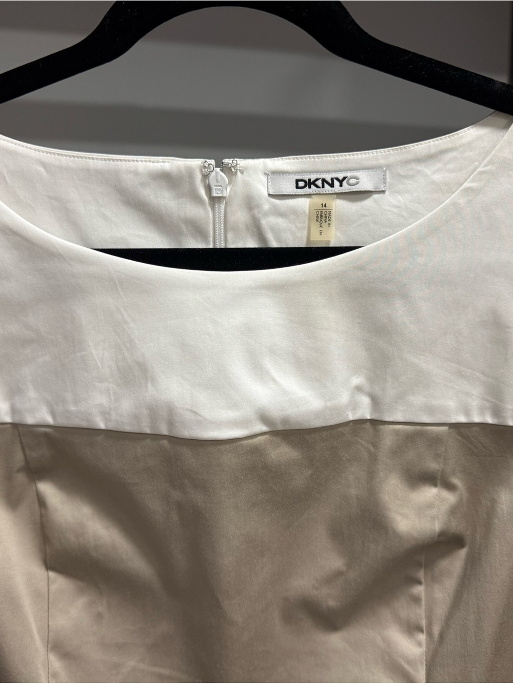 DKNY Three Tone White Beige Black Dress NWT